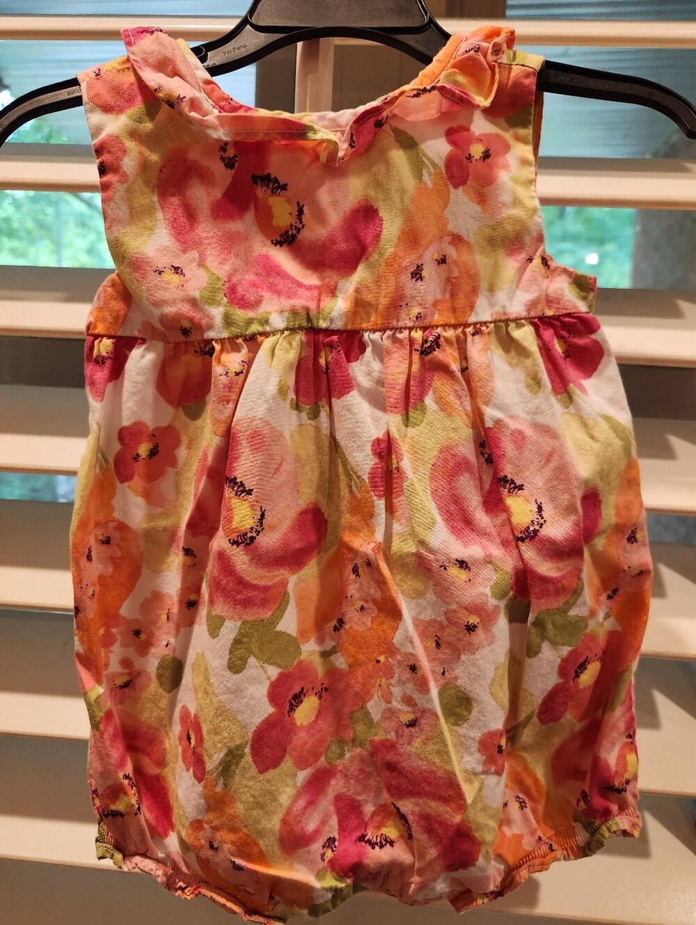 Gymboree Floral Baby Girl Sleeveless Romper - Pink Orange Yellow, Size 12-18M